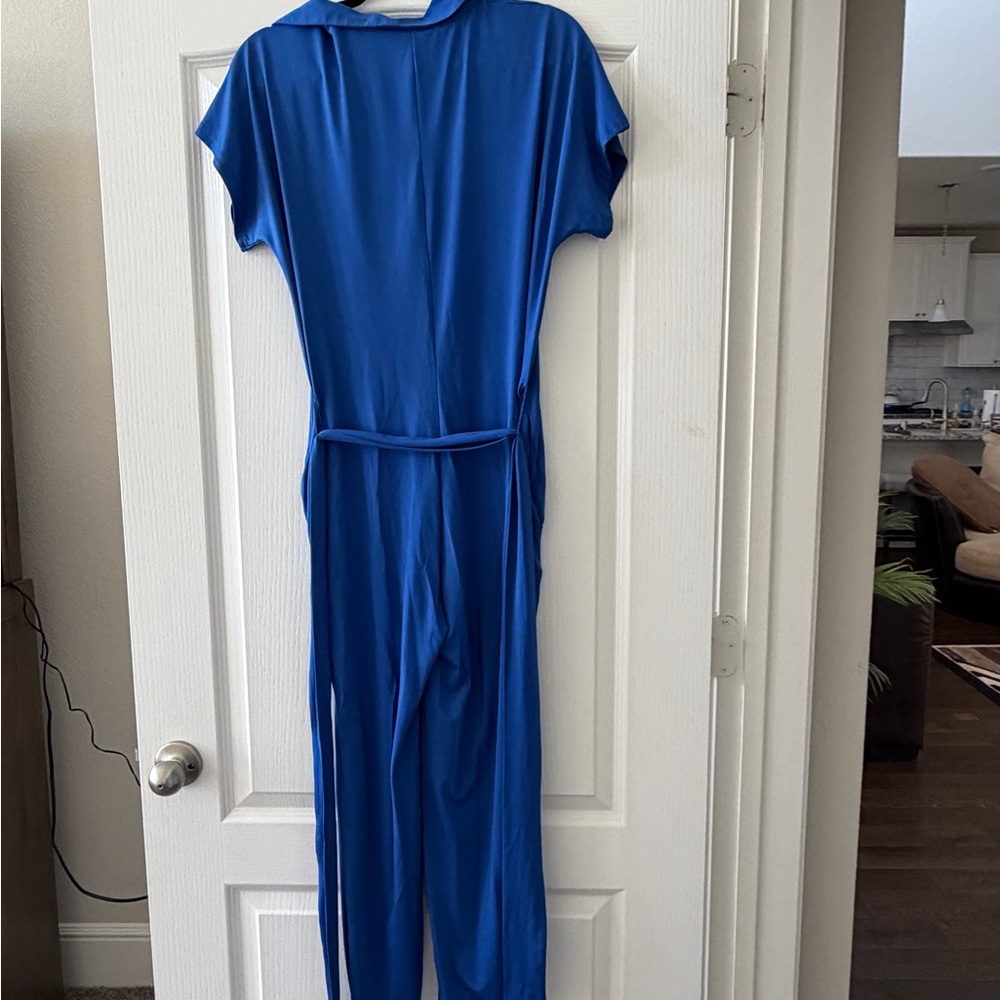 Blue Button-Up Jumpsuit - Picture 5 of 5